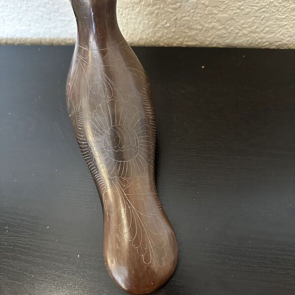 Vintage Mexican Folk Art Tonala Dove Figurine Hand Etched Simple Design - Picture 3 of 6